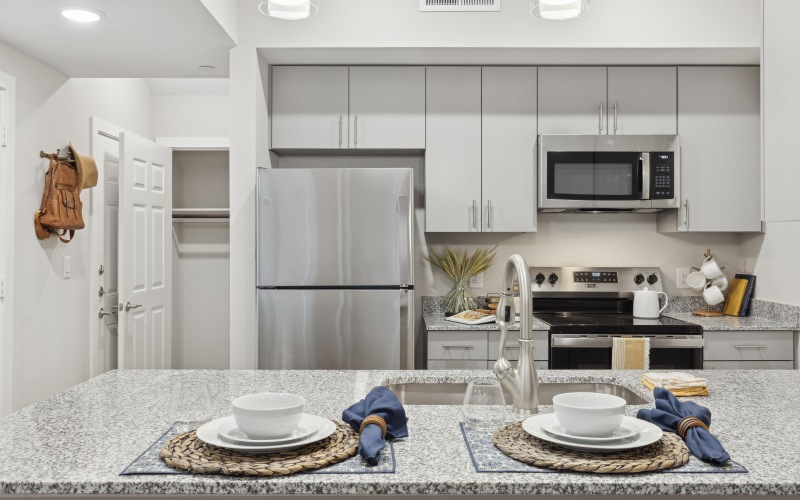 Well-lit kitchen with ample counter space