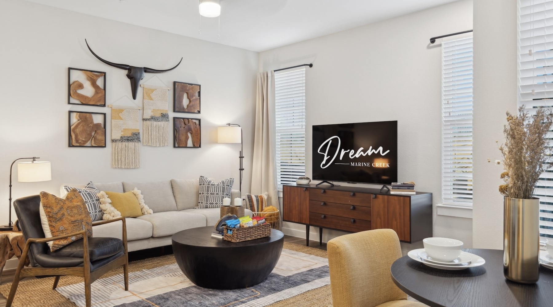 Live Fully living room with rustic decor